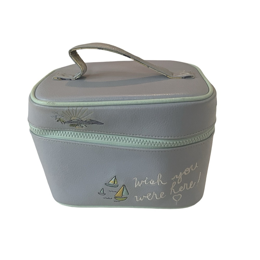 VTG Y2K Gymboree Girls Makeup Bag Blue Wish You Were Here Nautical Boat Travel